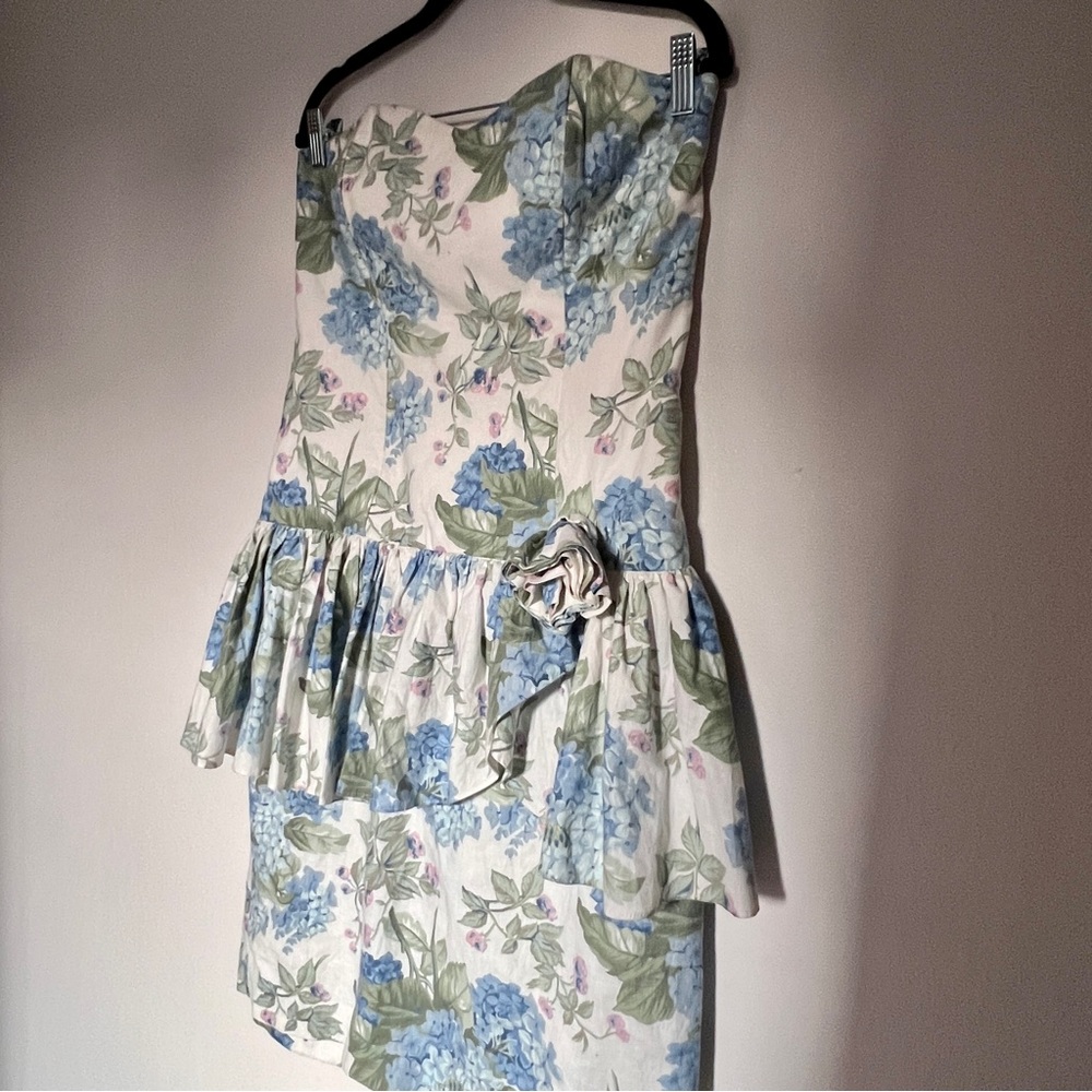 Darling vtg pastel floral bustier dress By KATIE MFG  size 11/12 100% cotton